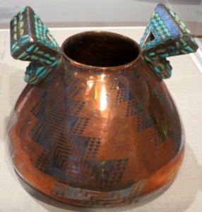 Bowl designed by Paulding Farnham, silver, copper and turquoise, 1900 photo