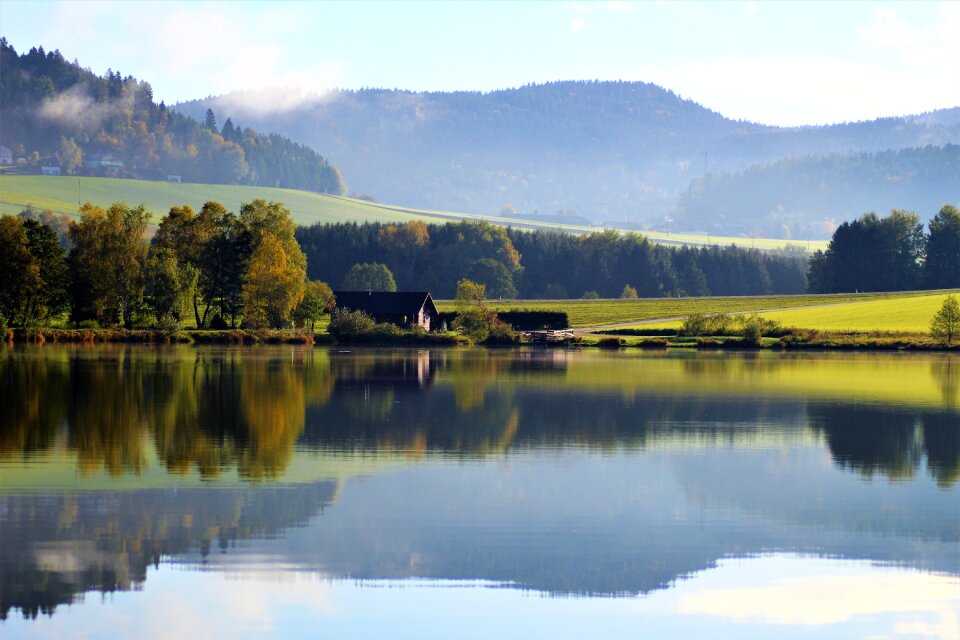 Mountain landscape mirroring water