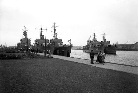 Zweedse kruiser Gotland met 4 mijnenvegers Rotterdam, Bestanddeelnr 904-0056