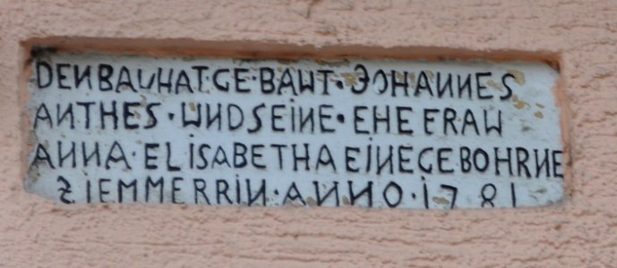 Zwingenberg, Wiesenstraße 1, Inschrift