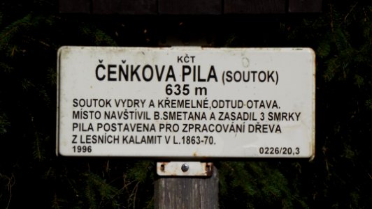 Čeňkova pila - cedulka