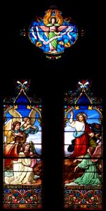 Église Notre-Dame des Anges - Nef - Vitrail Nicod et Jubin - 7. Les Anges servant N.S. au désert