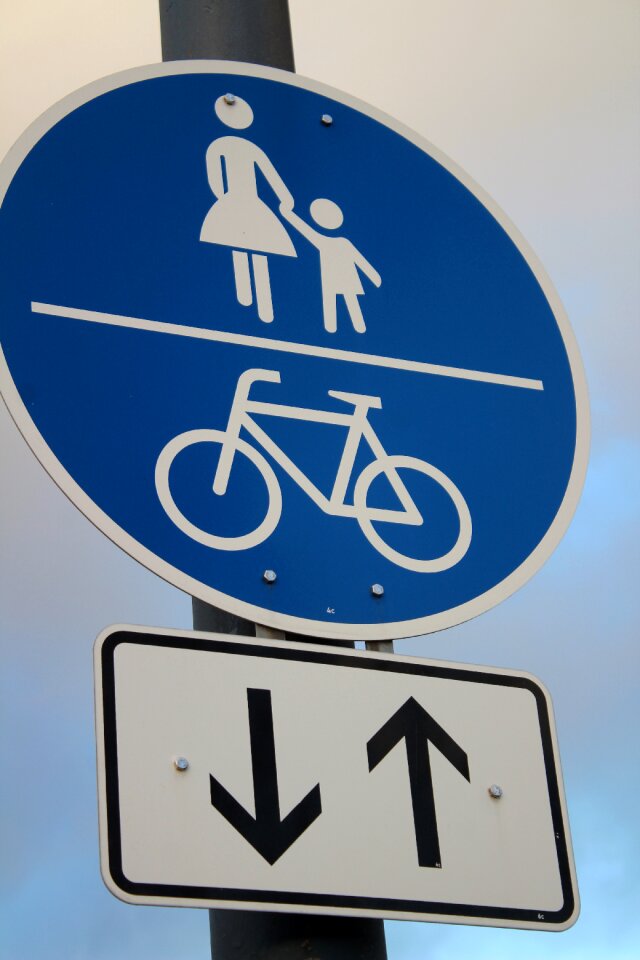 Blue traffic road sign