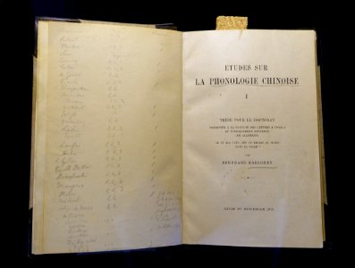 Études sur la phonologie chinoise, thesis by Bernhard Karlgren, 1915 - Östasiatiska museet, Stockholm - DSC09664