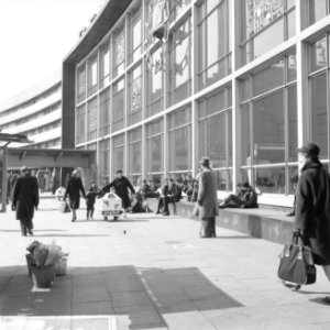 Zonnebaden voor het Centraal Station te Rotterdam, Bestanddeelnr 916-2500