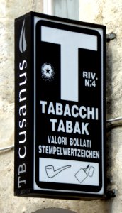 Zweisprachiges Trafikschild in Brixen, 2 photo