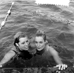 Zweminterland Nederland B tegen Denemarken, (l) B Pedersen , (r) Kirsten Strang, Bestanddeelnr 916-7940