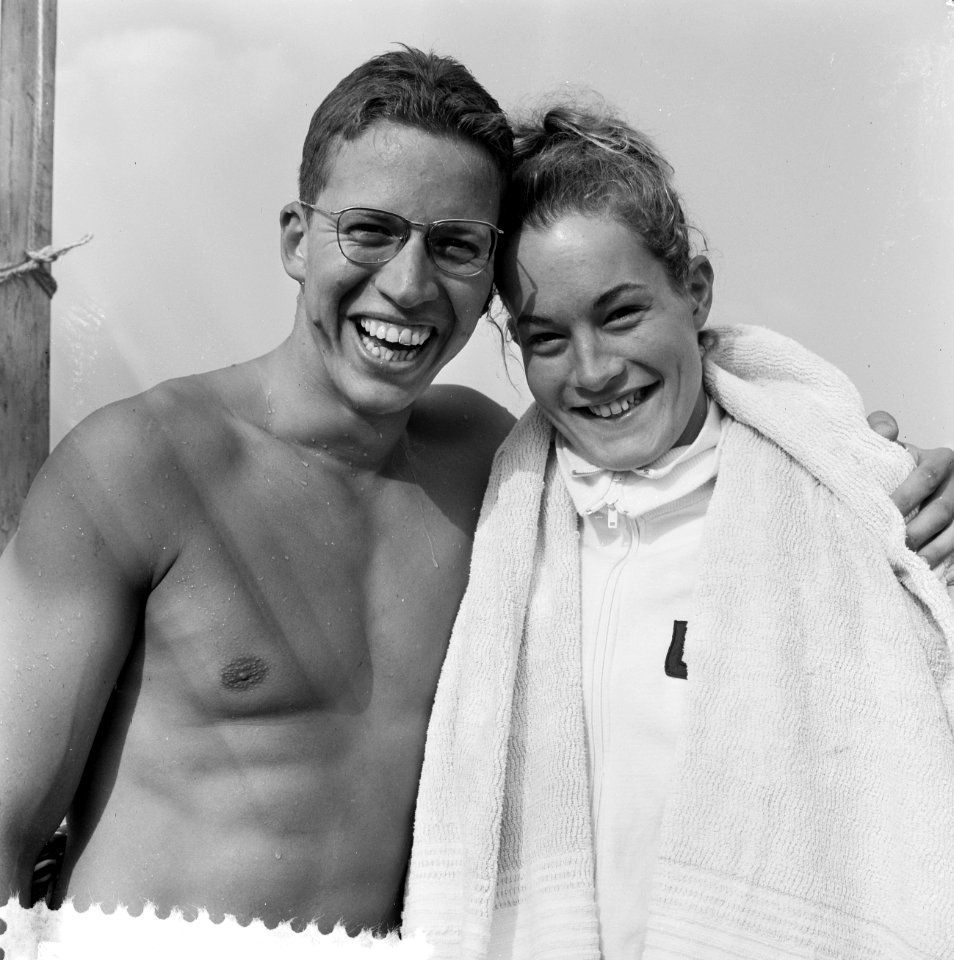 Zweminterland Nederland B tegen Denemarken, (l) B Pedersen , (r) Kirsten Strang, Bestanddeelnr 916-7938