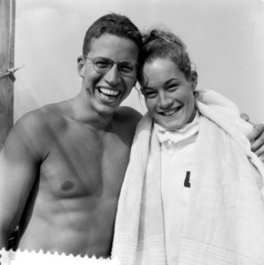 Zweminterland Nederland B tegen Denemarken, (l) B Pedersen , (r) Kirsten Strang, Bestanddeelnr 916-7938