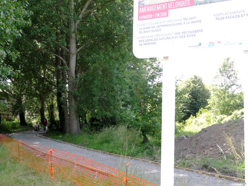 Zuydcoote (Nord) aménagement de la véloroute du littoral, juin 2018