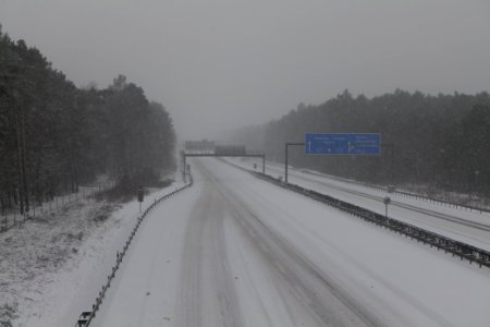 A9 from R1 bridge Ferch with snow 2021-02-07 06