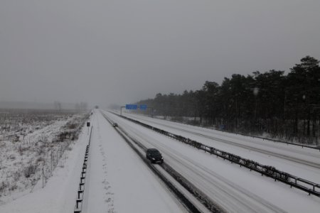 A9 from R1 bridge Ferch with snow 2021-02-07 17