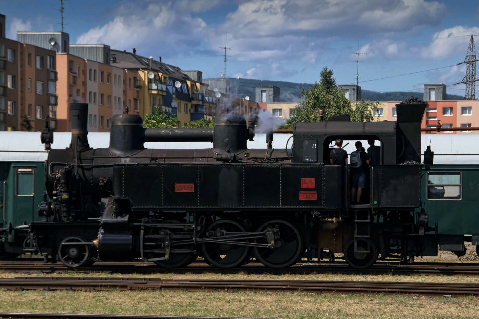 Retro railway steam locomotive