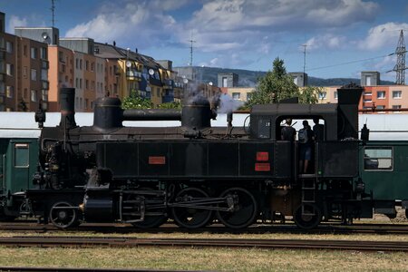 Retro railway steam locomotive photo