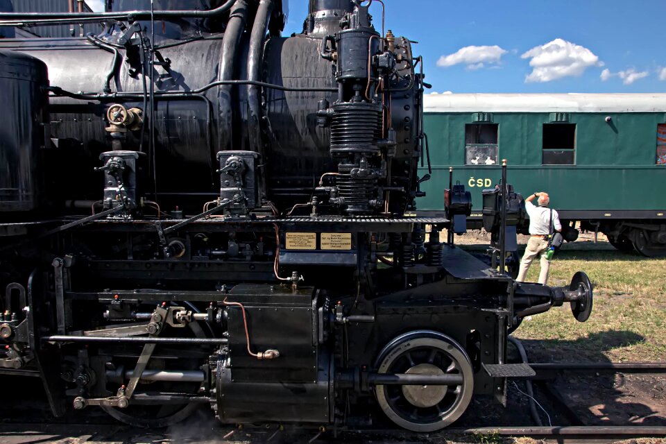 Retro railway steam locomotive photo