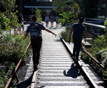 30th St hiline balancing on rails jeh photo