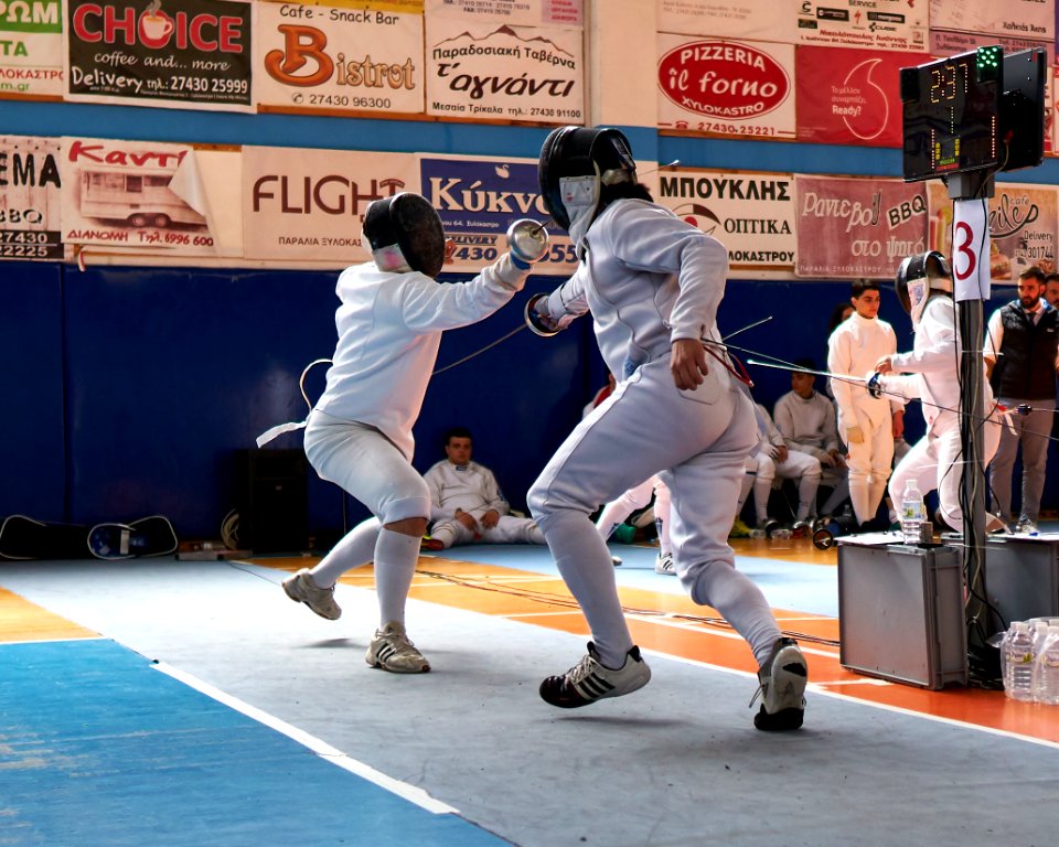 2nd Leonidas Pirgos Fencing Tournament. Touch for the fencer Kostas Blekos