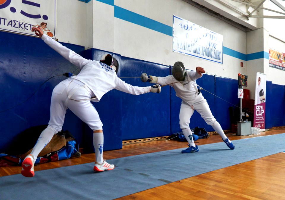 2nd Leonidas Pirgos Fencing Tournament. Touch for the fencer Ioannis Filippousis