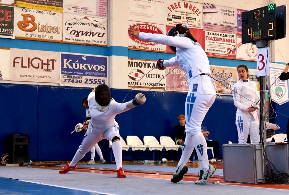 2nd Leonidas Pirgos Fencing Tournament. Counter-attack and touch for Nikoletta Chatzisarantou