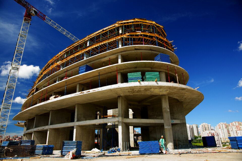 Blue construction work