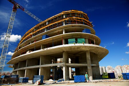 Blue construction work