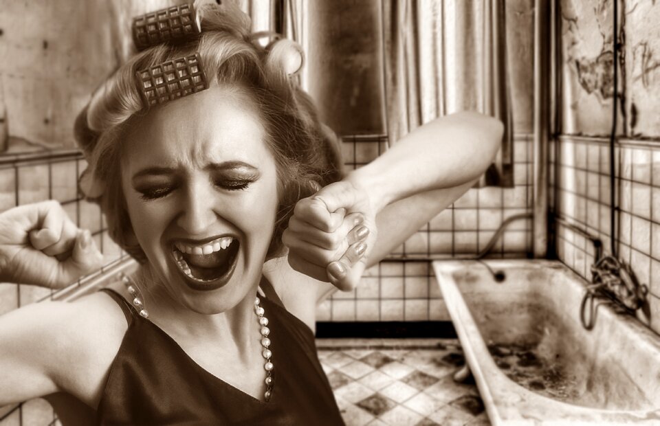 Hairstyle facial expression bathroom