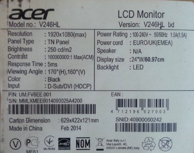 Acer-acer v246hl-sticker-box