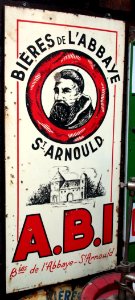 ABI Bieres de LAbbaye St Arnould enamel advertising sign