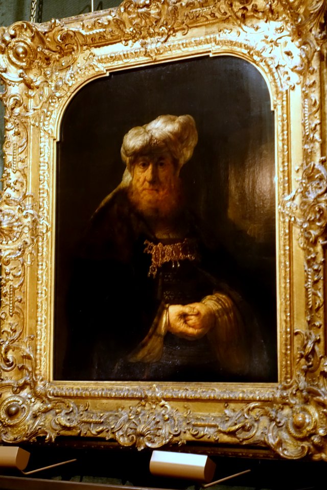 A man in oriental costume (King Uzziah stricken by leprosy), by Rembrandt van Rijn - Old Master Drawings Cabinet, Chatsworth House - Derbyshire, England - DSC03254