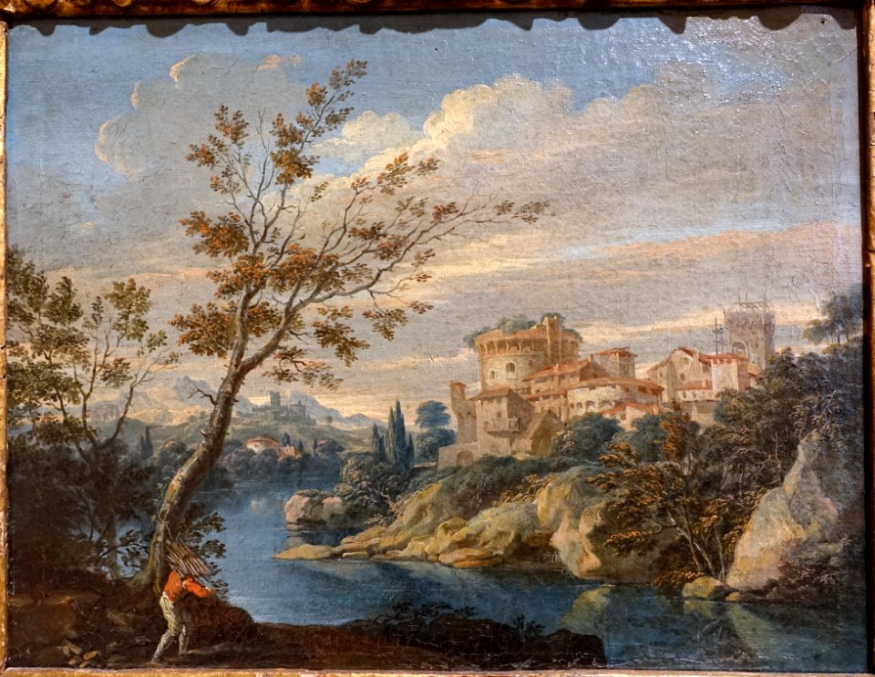 A River Landscape with a Figure, by Marco Ricci, 1710s, oil on canvas - Blanton Museum of Art - Austin, Texas - DSC08042