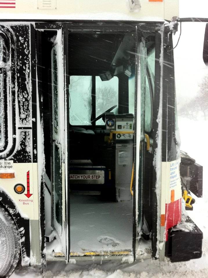 Abandoned CTA bus doors open on lake shore drive feb 2 2011 chicago