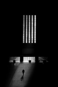 Dark black and white landmark photo