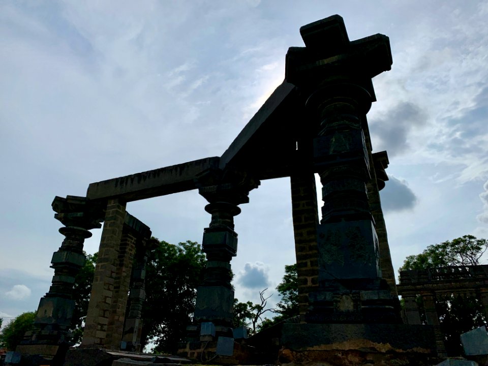 A display of Hindu and Jain temple ruins, Warangal Fort Park and Museum, Telangana, India - 123