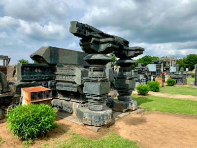 A display of Hindu and Jain temple ruins, Warangal Fort Park and Museum, Telangana, India - 33
