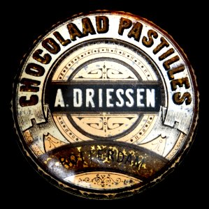 A Driessen chocolaad pastilles, rond blikje, foto 1