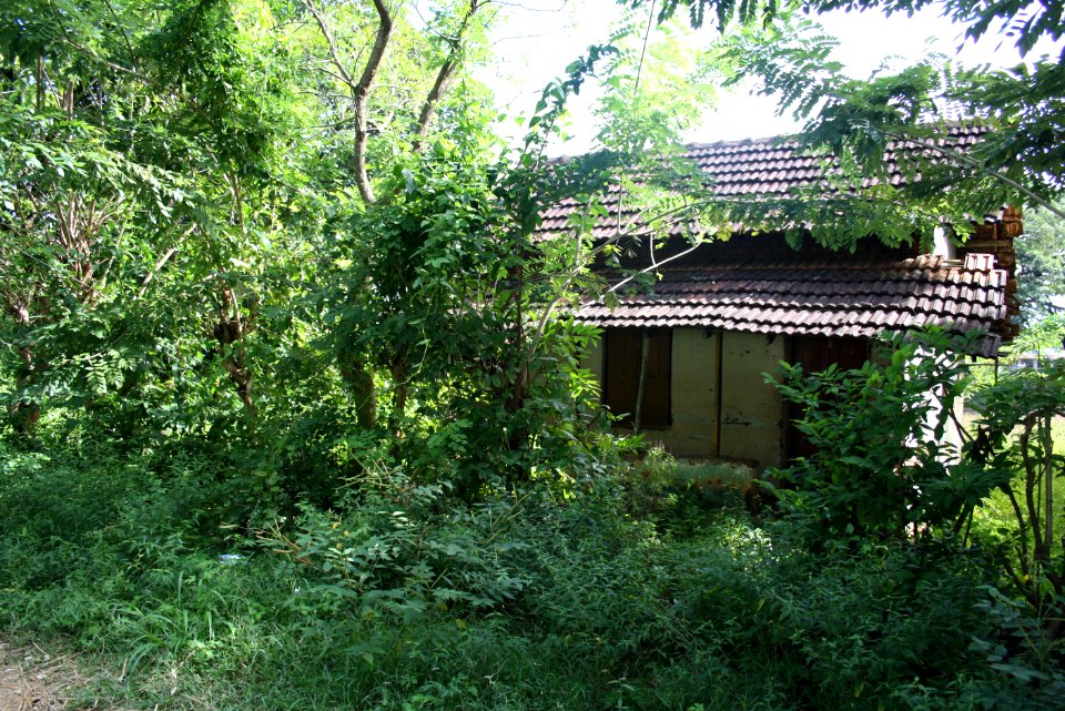 A dilapidated house at Anjumoorthy Mangalam