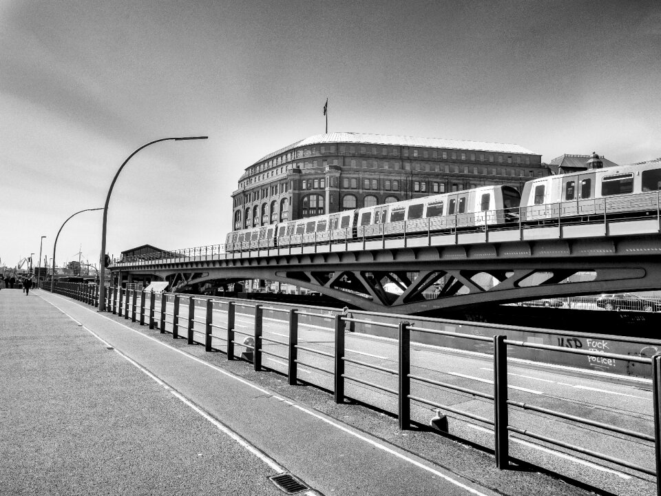Black and white rails hamburg trams