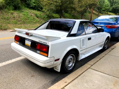 1987 Toyota MR2 in Super White, rear left, 7-3-2021