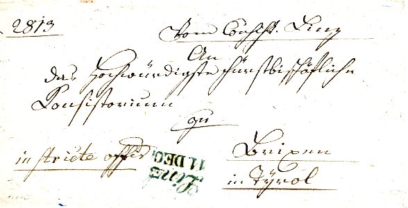 1839 StamplessCover Linz Brixen