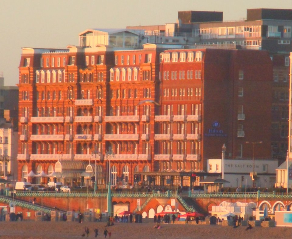 Hilton Brighton Metropole Hotel, King's Road, Brighton (January 2017, seen from Palace Pier)