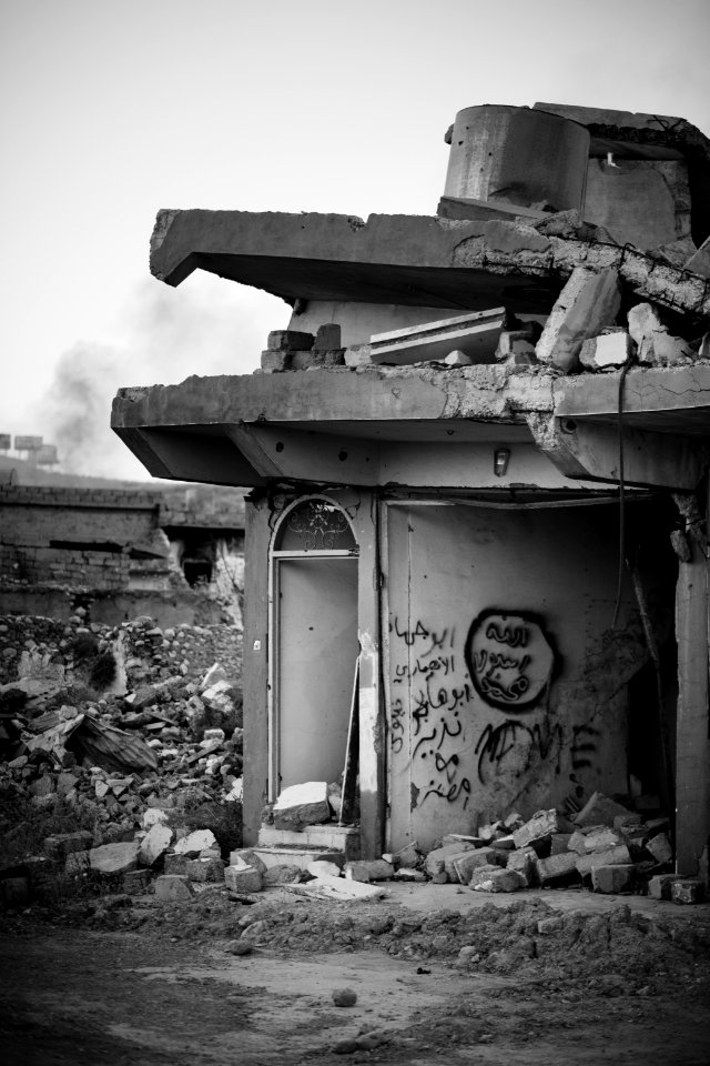 Islamic State graffiti in the ruins of Sinjar in July of 2019, following war with the Islamic State 15