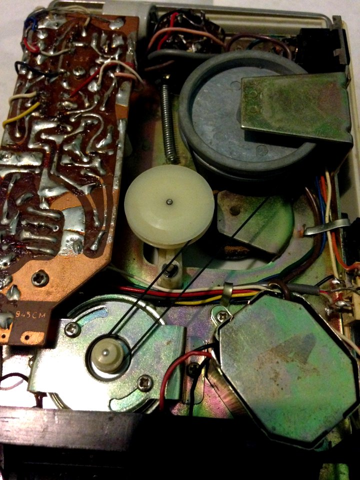 Inside of an old cassette recorder