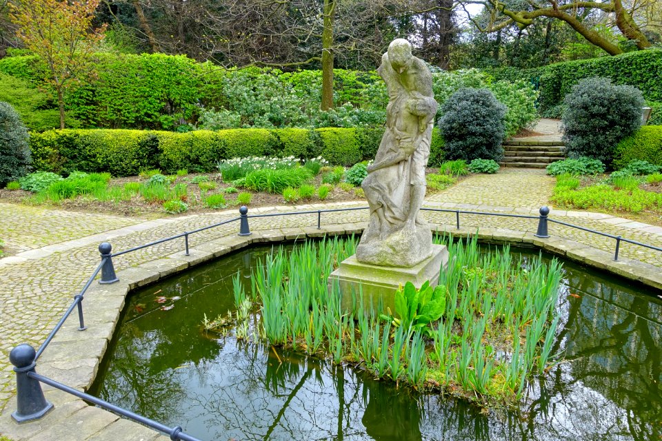 Iris garden with Young Girl Saved from the Water - Botanical Garden of Brussels - Brussels, Belgium - DSC06850