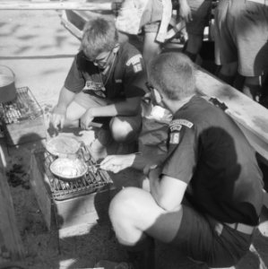 Jamboree 1963 te Marathon Griekenland Amerikanen popcorn poffen in Talentorama, Bestanddeelnr 915-4381
