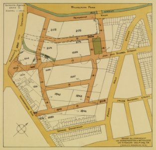 HUA-214164-Plattegrond van het terrein tussen de Minstroom Hendrick de Keijserstraat Laan van Minsweerd Vossegatsedijk Adriaen van Ostadelaan te Utrecht; met wee
