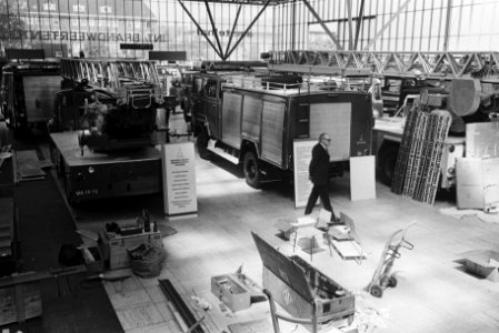 Internationale Brandweertentoonstelling in RAI, Amsterdam Engelse motorspuitwage, Bestanddeelnr 923-5759