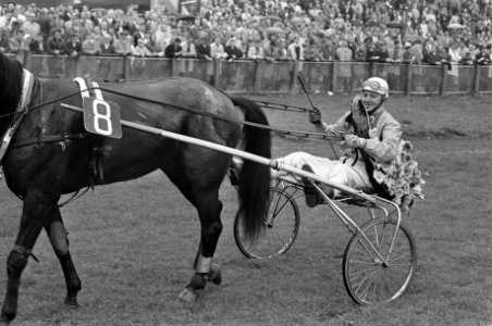 Jan van Dooyeweerd poseert met zijn paard Blazing Song, Bestanddeelnr 921-6821