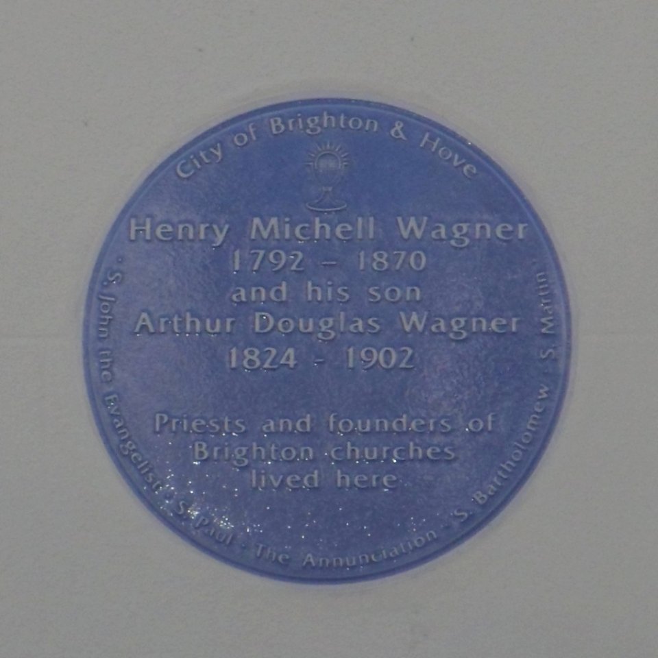 H.M. Wagner and A.D. Wagner Plaque at The Old Vicarage, Denmark Terrace, Montpelier, Brighton (March 2014)