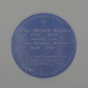 H.M. Wagner and A.D. Wagner Plaque at The Old Vicarage, Denmark Terrace, Montpelier, Brighton (March 2014)