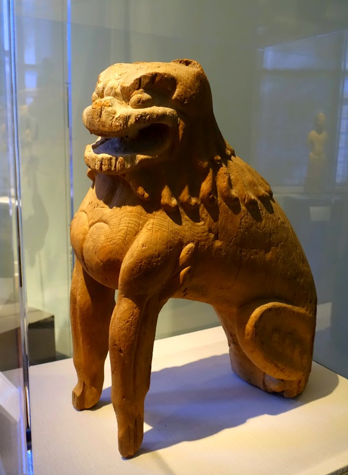 Guardian pair, 2 of 2, Shishi (lion), Japan, possibly Kyoto or Shiga prefecture, 1000s-1100s AD, wood - Portland Art Museum - Portland, Oregon - DSC08497